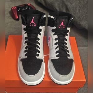Women's Gray and Pink High-Top Sneakers